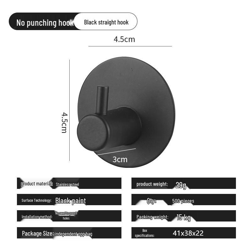 Punch-Free Stainless Steel Adhesive Hook for Kitchen, Bathroom, and Doors