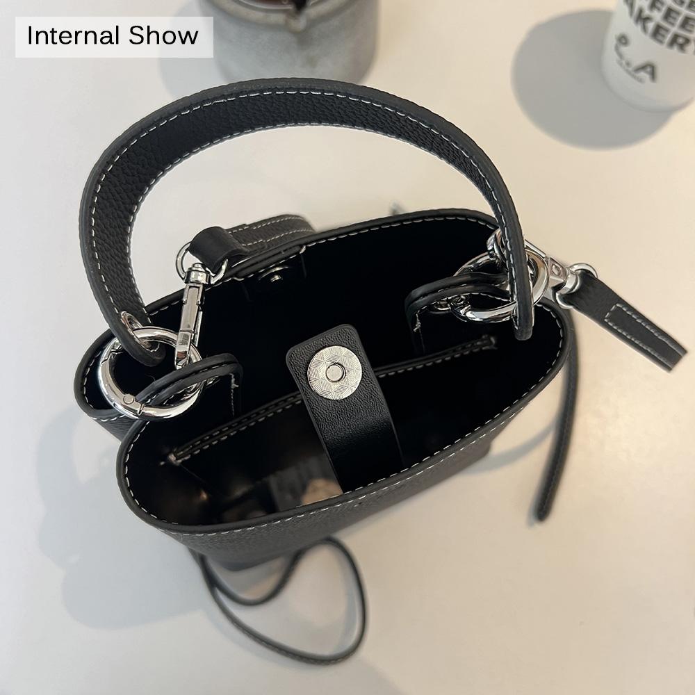 2025 Neue Mini Damen Schultertaschen Echtes Leder Kleine Handtasche Paneeliert Erste Schicht Rindsleder Umhängetasche Eimertaschen Geldbörse