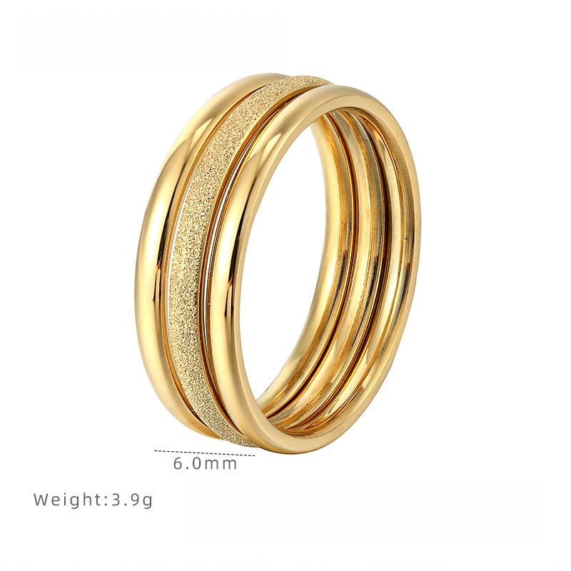 

Sansheng III Ультратонкое матовое простое кольцо, Модное кольцо с гальваническим покрытием из титановой стали, Женский набор из трех колец 9