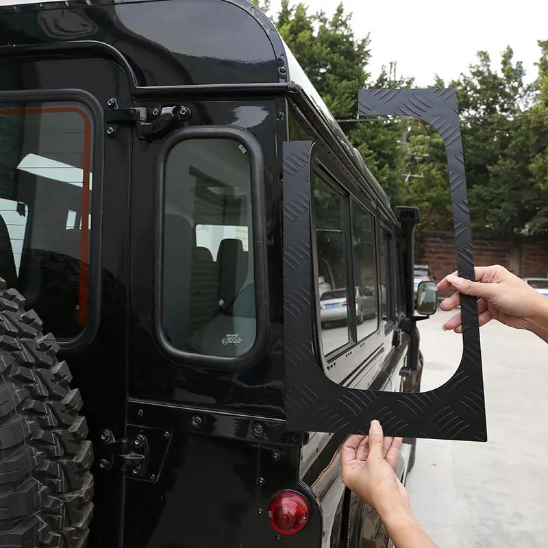 For Land Rover Defender 90 110 130 2004-19 Aluminum Alloy Car Rear Trunk Side Window Glass Frame Cover Trim Sticker Accessories