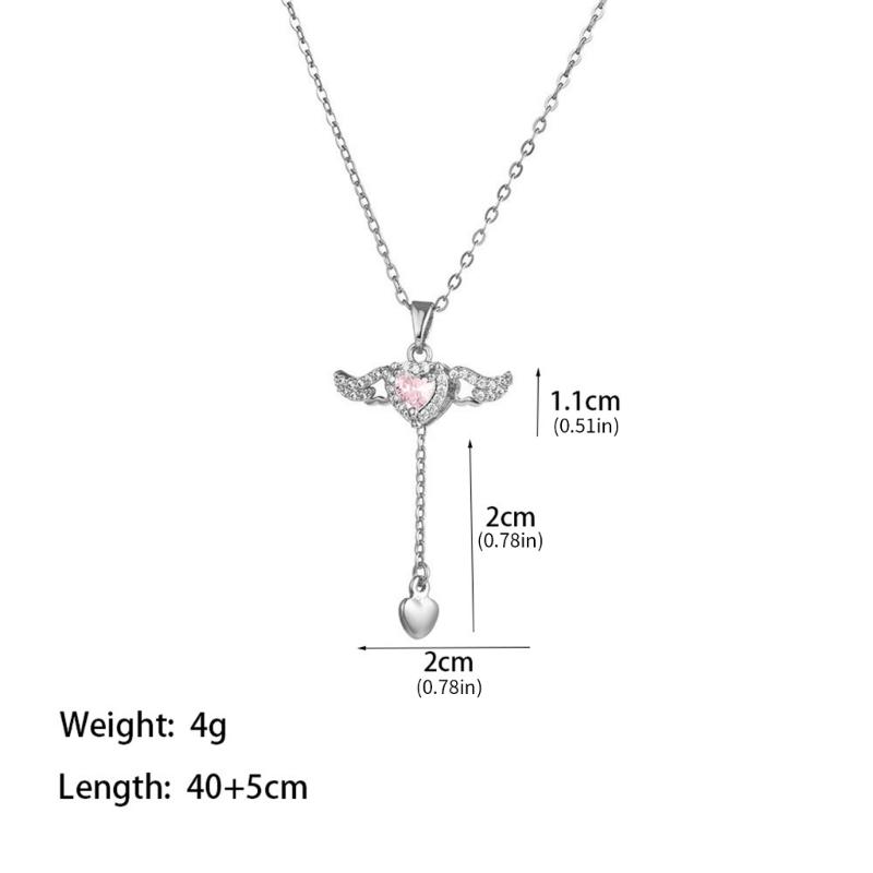 Romance Cupid Heart Wing Necklace In Elegant Zinc Alloy Fashion Neck Accessory Perfect For Date Night And Gift Giving