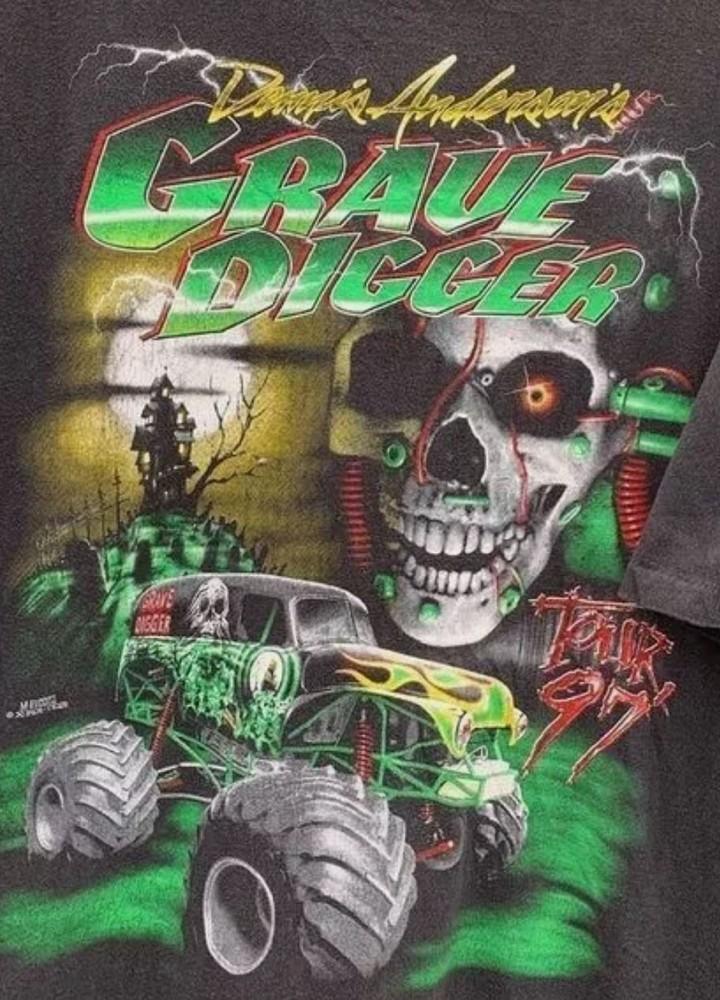 90s Grave Digger Monster Truck Graphic Black T shirt Unisex REPRINT Unisex T-Shirt XXL
