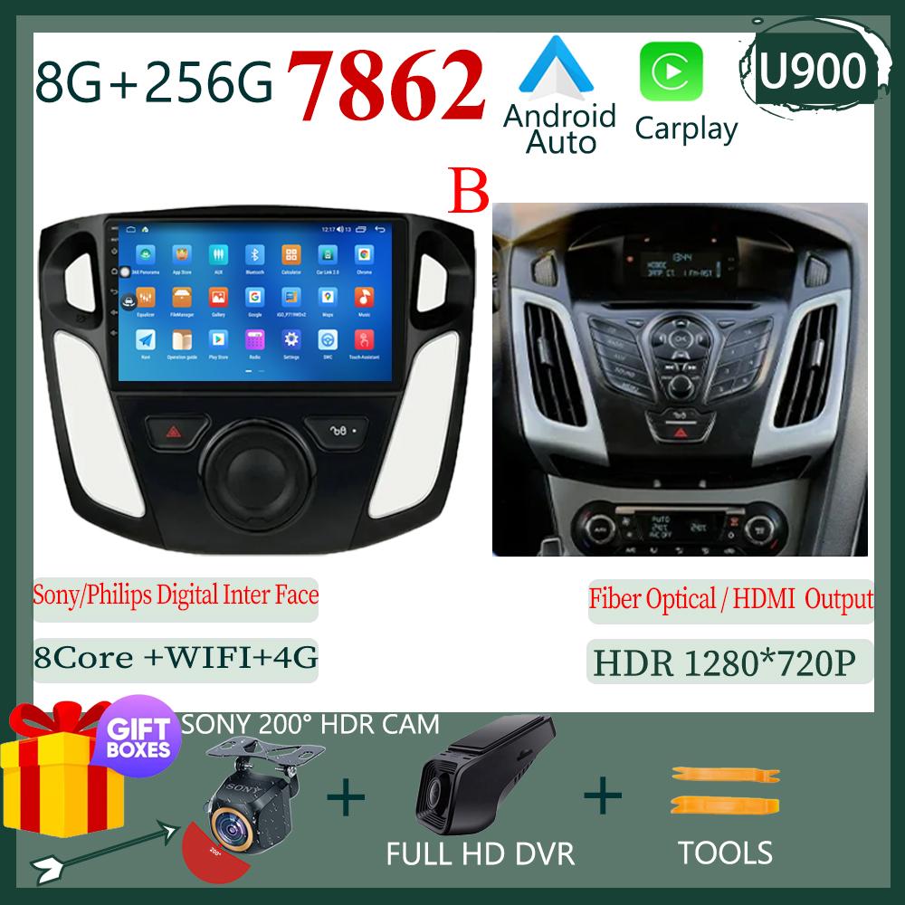 Android 14 Head Unit For Ford Focus 3 Mk 3 2011 -2019 Car Radio Video Player GPS Stereo Navigation Auto Touch QLED Screen WIFI