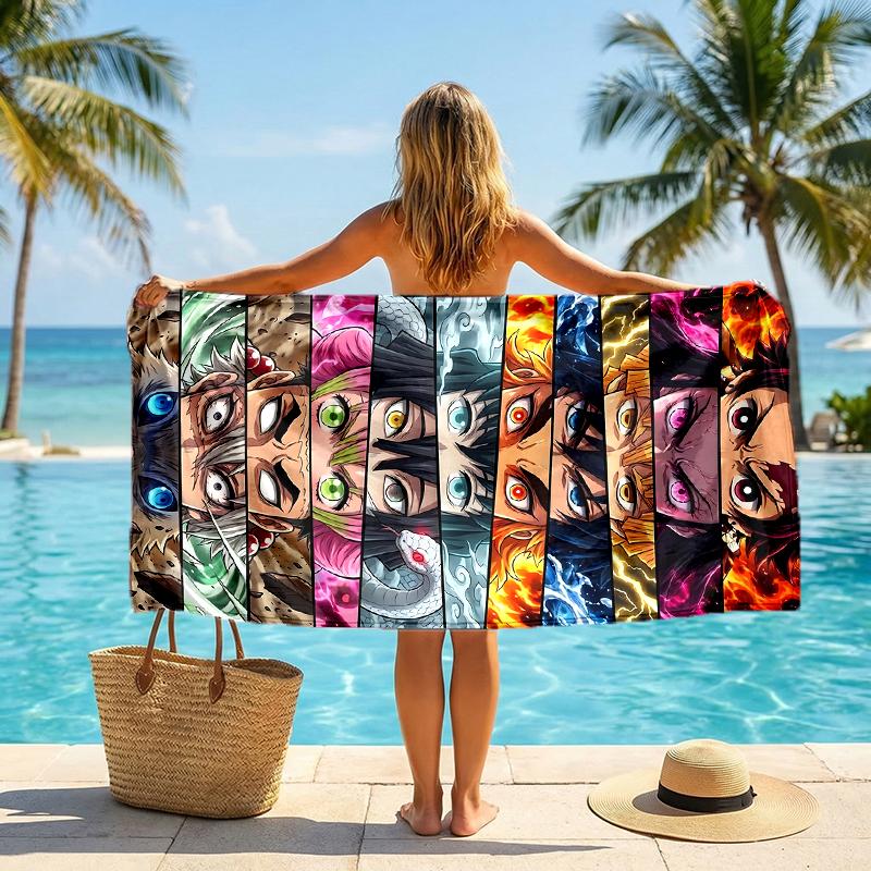 Demon Slayer Fashion Beach Towel: Ideal for Summer Adventures Soft, absorbent and quick drying suitable for swimming and bathing