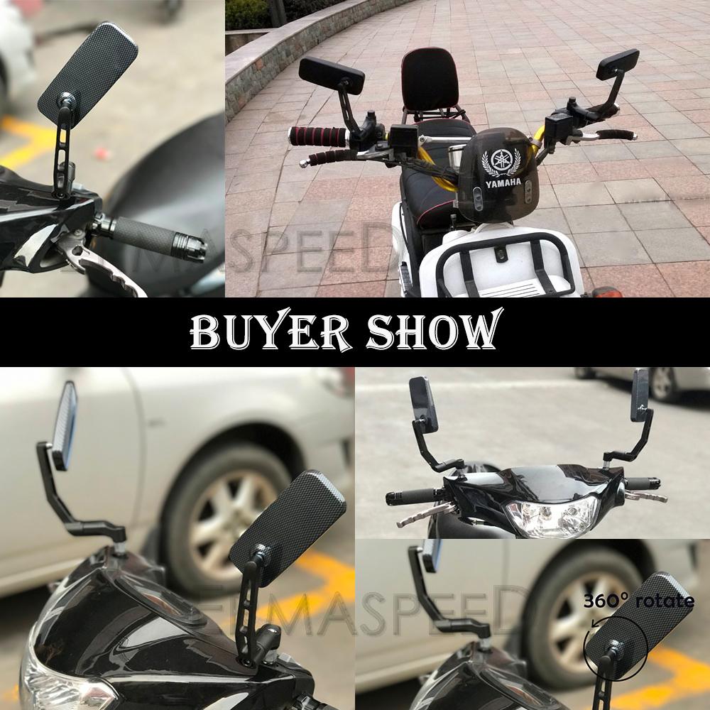 Univerzální 8mm 10mm motocyklová zpětná zrcátka z uhlíkových vláken, příslušenství pro motocykly, řídítka, zrcátko pro skútr