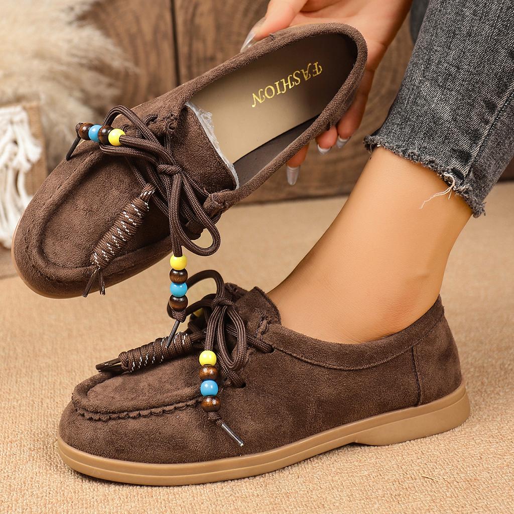 Women Sneakers Round Toe Deep Mouth Sneakers Women Autumn 2025 New Retro Flat Shoes Women Platform Outdoor Lace-up Soft Loafers