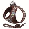 1pc Reflective Plaid Dog Harness with Leash, Breathable Polyester Mesh, Safety Traction Buckle, No-Battery Night Visibility, Under 4ft  for Small Dogs