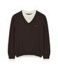 Nigaennikol Layered Round V Neck Knit_Brown