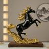Rearing Horse Figurine Decorative WaveBased Base Indoor Ornament for Art Collectors,