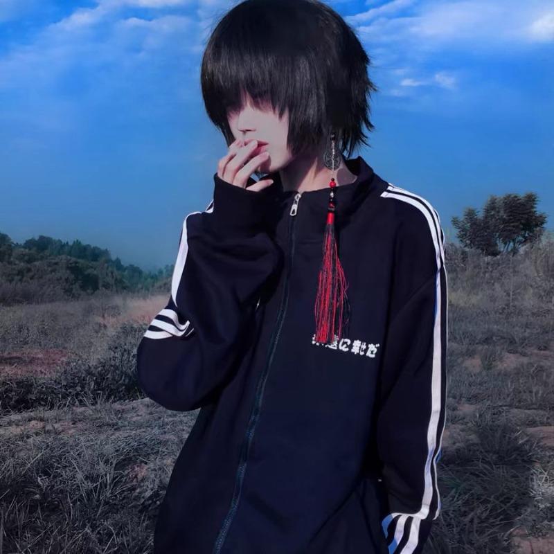 

Preppy Style Blue Long Sleeve Zip Up Sweatshirts Coat Stand Neck Casual Y2k Tops Fashion Japanese Hoodies Women Clothing S синій