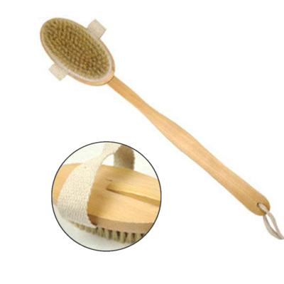 Peelingový tělový kartáč s dlouhou rukojetí Wooden Cleaner Bath Sprcha Masážní štětiny