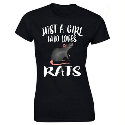 T-shirt Femme Juste une Fille Qui Aime les Rats Propriétaire Amoureux Imprimé T-Shirt T-shirts Camiseta Fière Maman Autiste Esthétique T-shirts Femmes