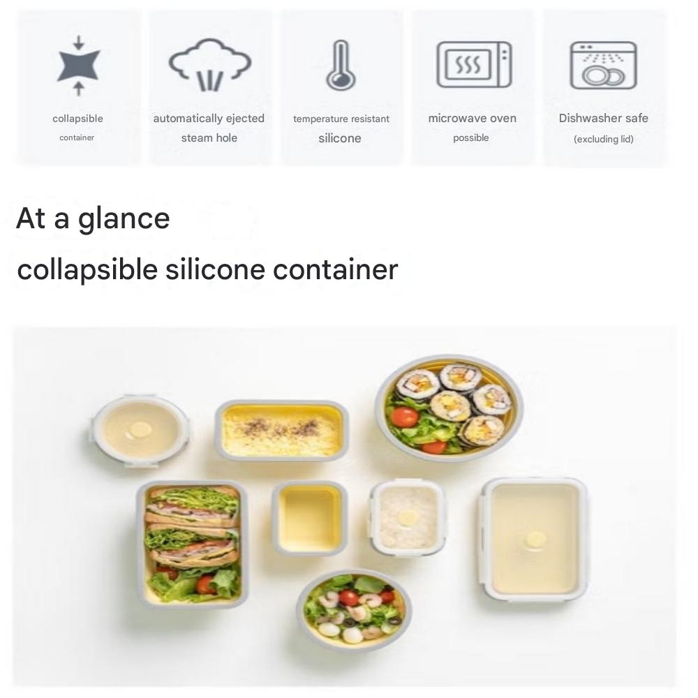 Skládací silikonová čtvercová nádoba 500 ml (16 x 10 x V6,5 cm, 6,3" x 4" x V 2,56")