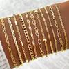 11 Pcs Vintage Twist Chain Bracelets Sets for Women Boho Punk Silver Gold Color Adjustable Cuban Link Bracelet Fashion Jewelry