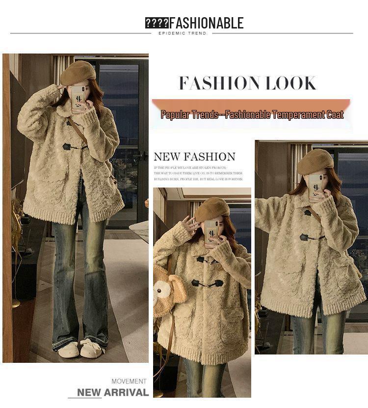 Eco-Friendly Faux Fur Winter Lamb Coat - Warm, Thickened Toggle Design