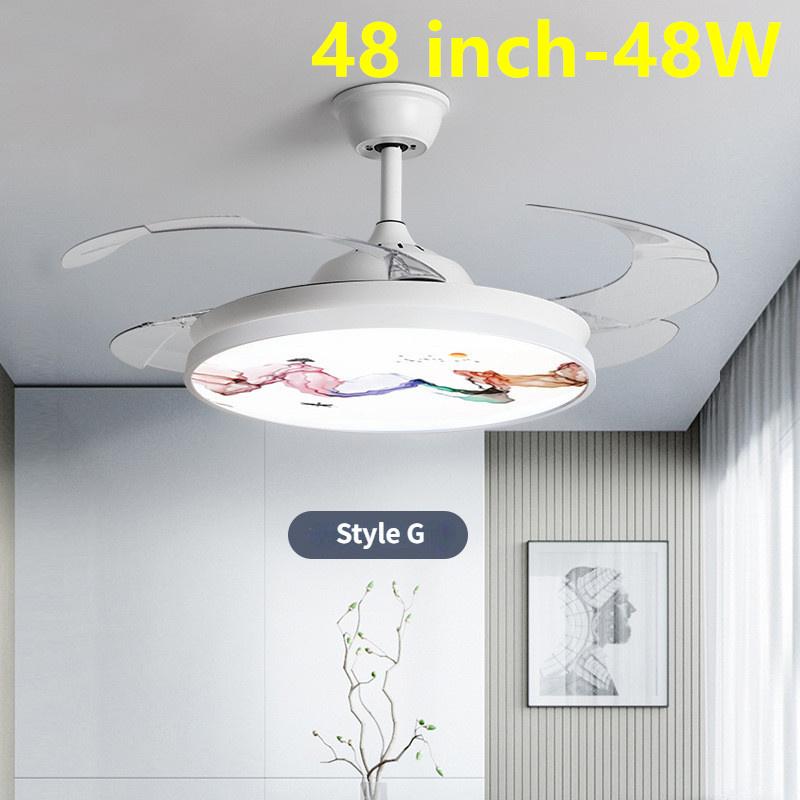 Intelligent Variable Frequency Integrated Ceiling Fan With Light Bedroom Invisible Silent Fan Light Simple Ceiling Fan Lamps With Remote Control