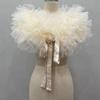 Donna Spalle Scoperte Soffice Grande Coprispalle in Tulle Nodo con Nastrino di Raso Davanti Bolero Rete Trasparente Copricostume per Matrimonio Sposa Abito da Sera Shooting Fotografico Festa