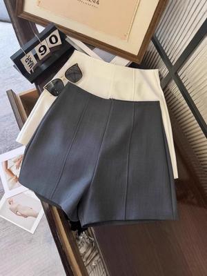2025 Spring/Summer Women's Minimalist Grey High-Waist Suit Shorts: Slimming Straight-Leg A-Line Casual