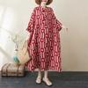 Printed Stand Neck Loose Oversized Vacation Dresses
