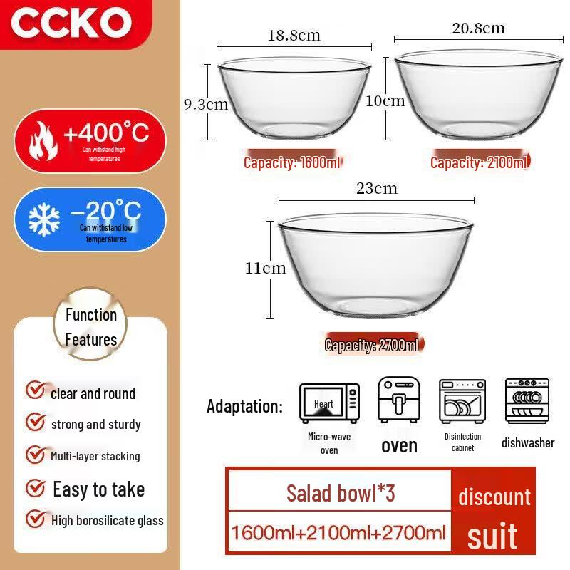 High Borosilicate Glass Mixing & Salad Bowl