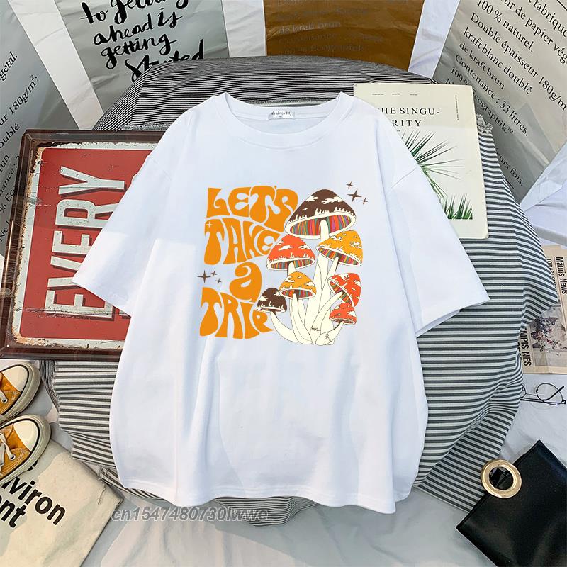 Material Retro Apricot Mushroom Cute T Shirts Oneck Casual 100 Cotton Plus Size Unisex Unisex Tshirts 2022 Streetwear Clothes