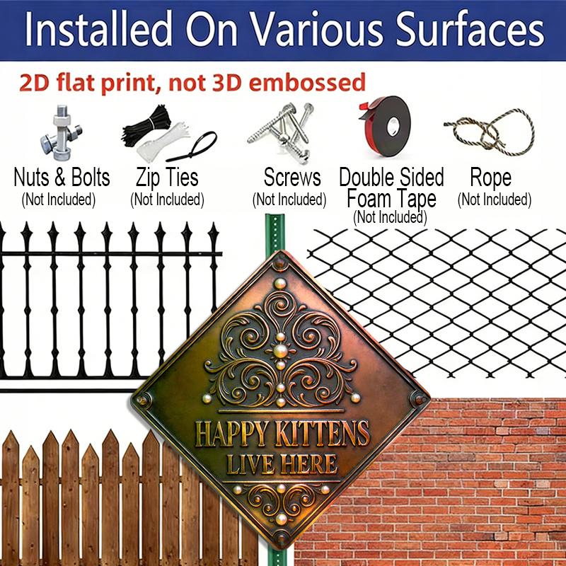 2D Flach - 1 Stück Metallwandschild mit Katzenmotiv, Perfekt für Katzenliebhaber und geeignet zur Dekoration von Wohnzimmern, Eingangsbereichen, Arbeitszimmern, Esszimmern