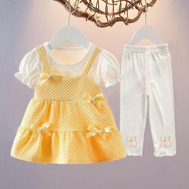 Fetițe 1-3 Ani Vara Rochie de Prințesă Set Două Piese Pantaloni Scurți Haine de Vară