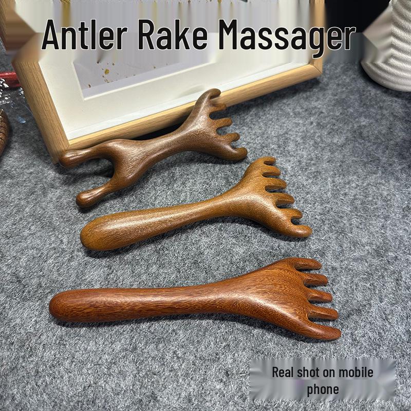 

Golden Sandalwood Antler Five-Claw Massager & Scalp Meridian Comb