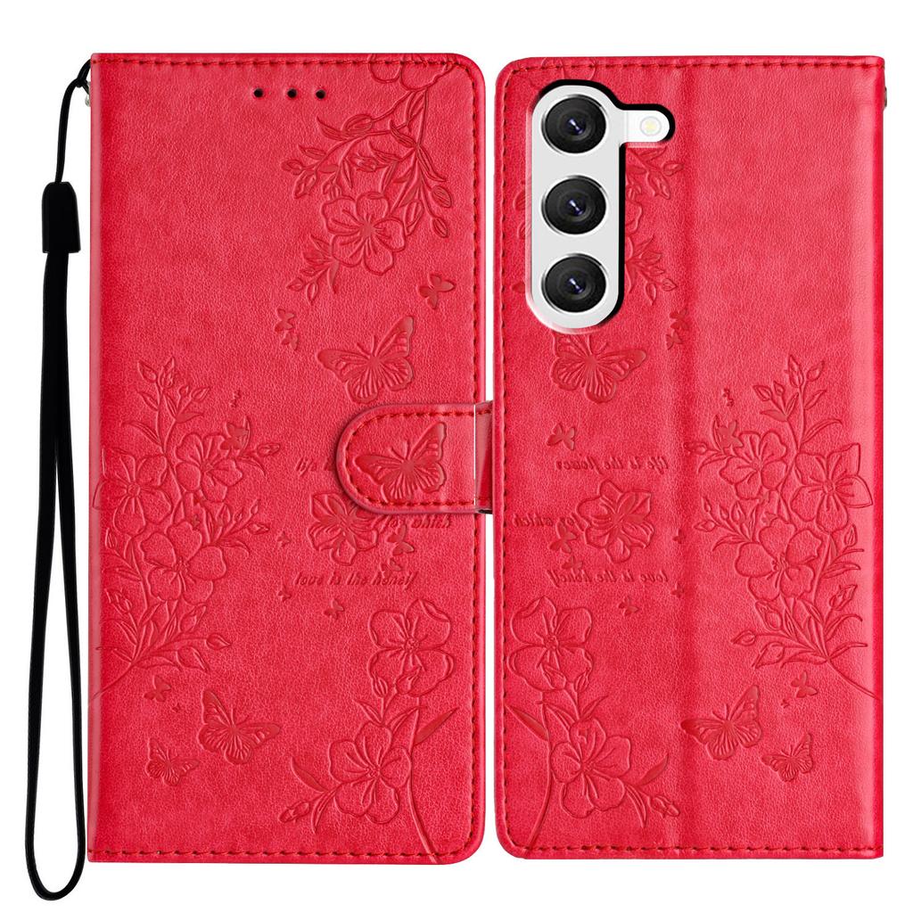 For Samsung Galaxy S23 Case Butterfly Floral Imprint Leather Phone Cover with Wallet
