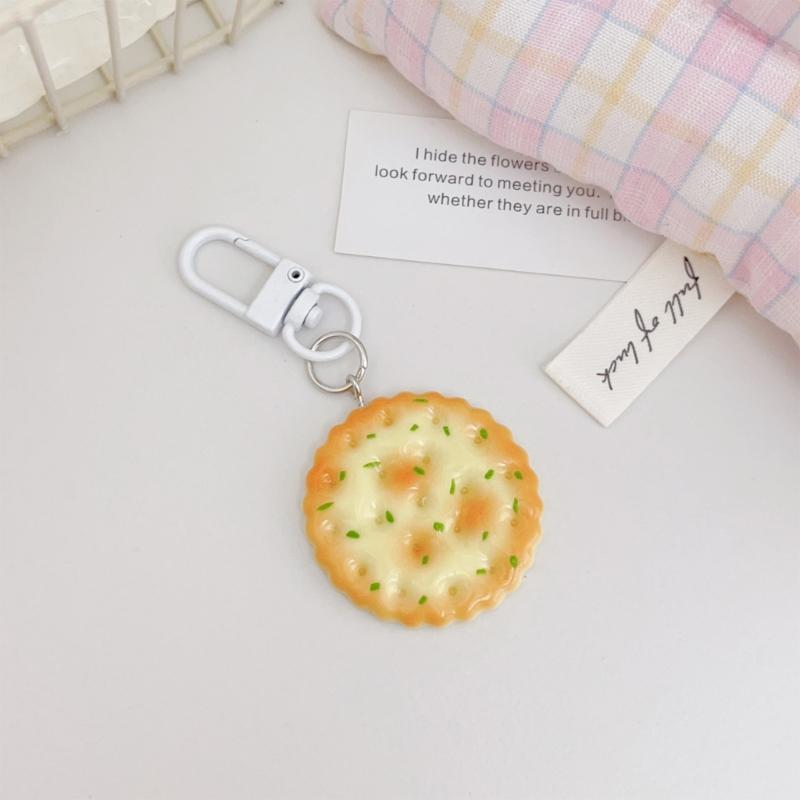 Delicious Looking Biscuit Keychain Jewelry Style Decoration Safe Material Key Rings Pendant Multiple Styles Gift