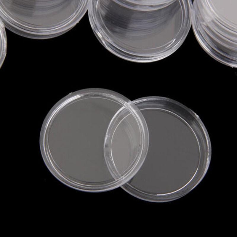Coin Box Holders 100Pcs Clear Capsules Containers Protective Transparent