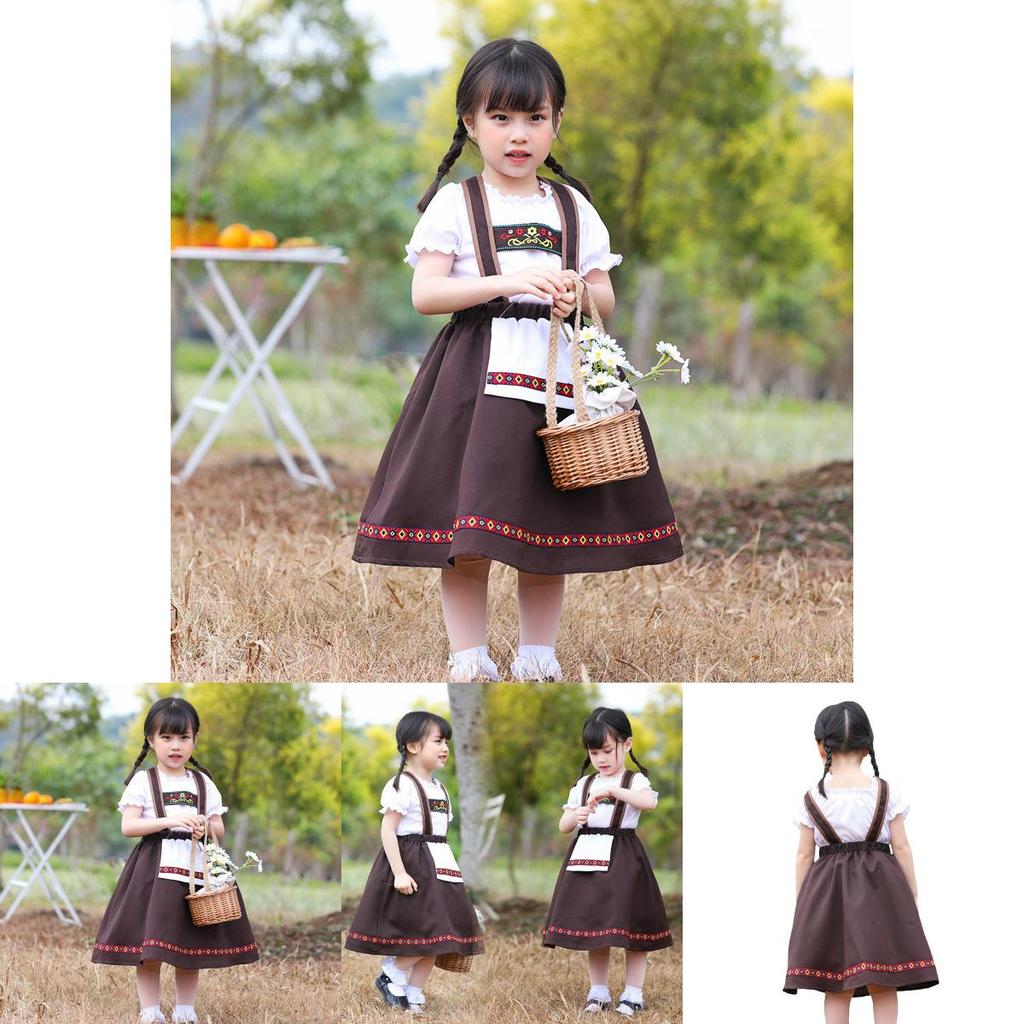 Bavaria Traditional Ethnic Girl Costume With Embroidered Details For Kids Stage Performances