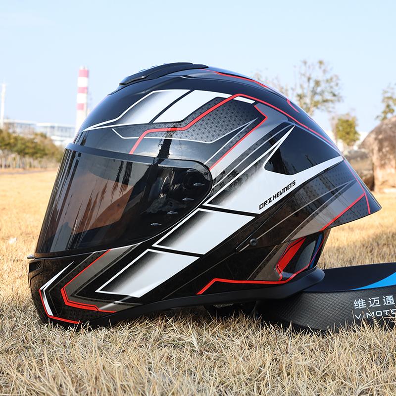 ORZ-Full Face Motorcycle Helmet Big Spoiler Design Unisex All Season DOT Standard ABS Lightweight Shockproof Bike Helmet