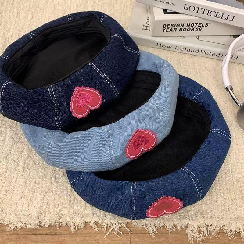 Love cowboy beret children summer sweet and cute patch bud painter hat fashionable versatile face hat