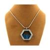 Stones and Minerals. Raw Neon Blue Apatite Necklace. Hexagon Model.