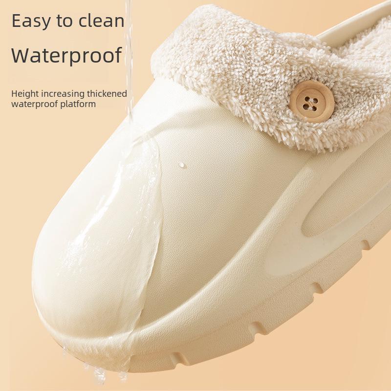 Lidani Men's Detachable Cotton Slippers, Winter Indoor/Outdoor Non-Slip, Plush Lining, Waterproof.