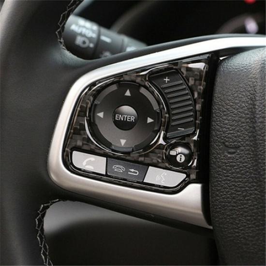 For Honda Civic 10th 2016 2017 2018 Carbon Fiber Type Steering Wheel Cover Trim