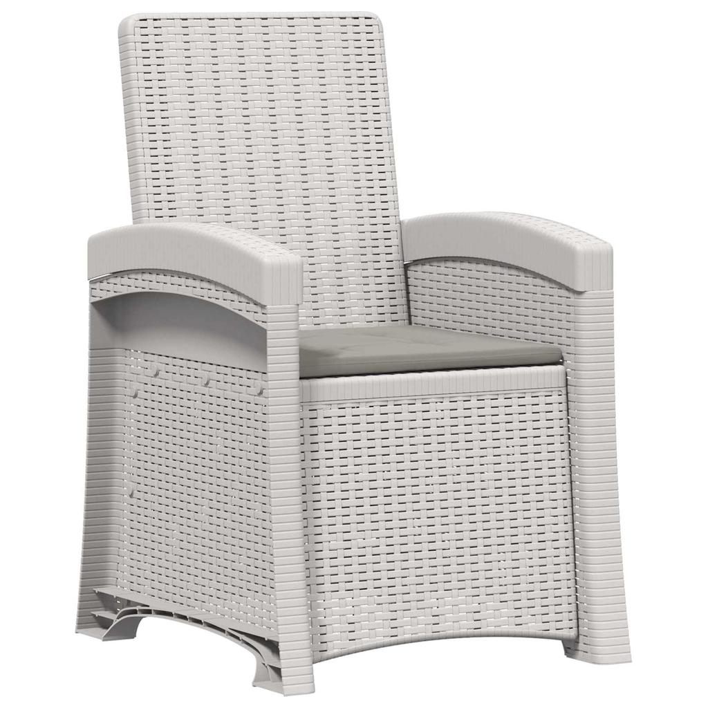 Garden Lounge Chair Rattan Look 2 pcs White and Light Grey PP