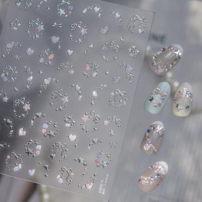 Exquisite Stars Love Garland Stickers Nail Art Decoration 5D Metal High Quality Dreamy Self Adhesive Nail Stickers 3D Decals DIY