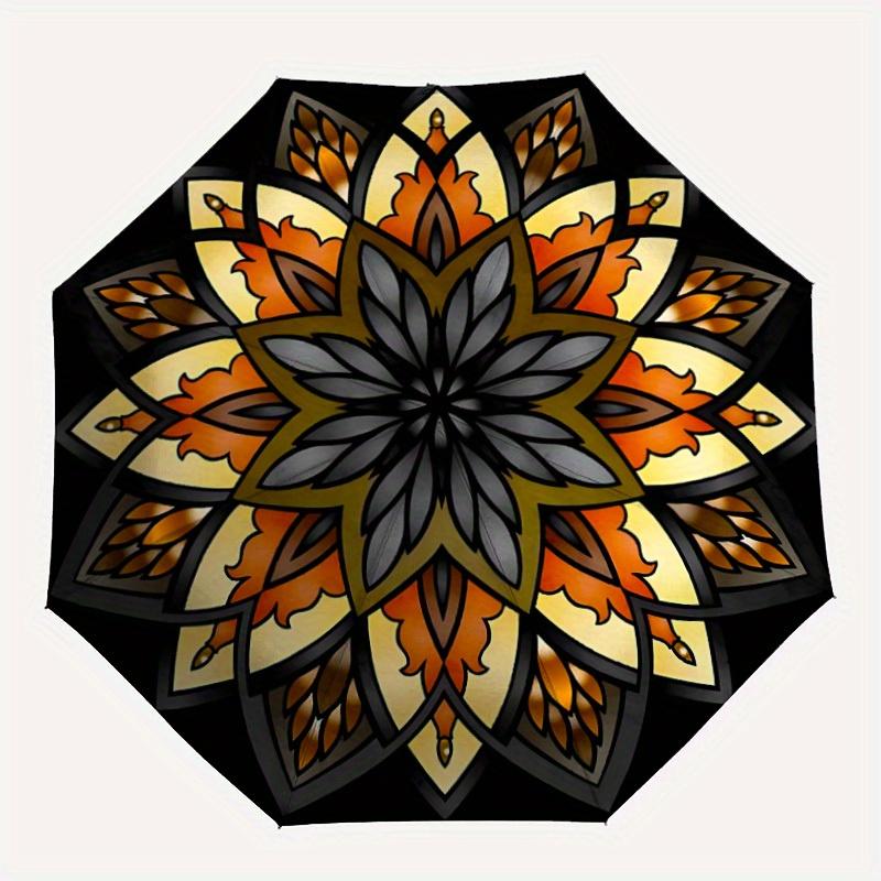 

1pc Stained Mandala Automatic Umbrella - 8-Rib Foldable Design, Outdoor Adventures, and Family Celebrations yy250829050