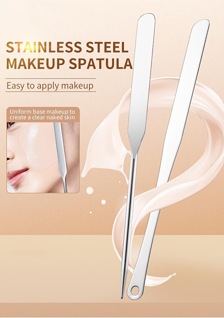 Stainless Steel Mixing Spatula for Nail Color and Makeup Foundation Blending, Original and Holed Options, 3 Pcs Variant