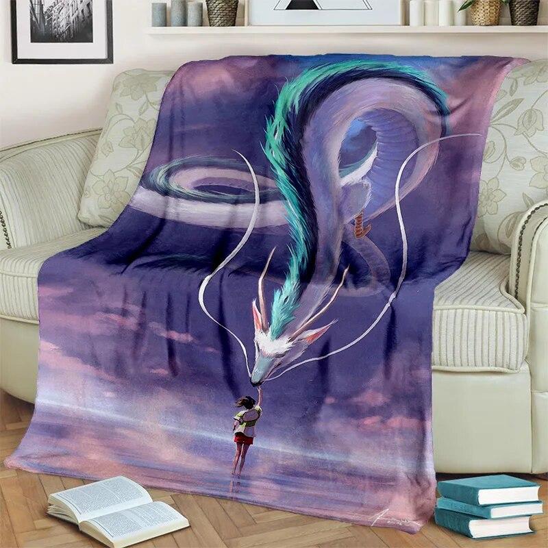 Spirited Away 3D-Cartoon-Anime-HD-Decke, weiche Überwurfdecke für Zuhause, Schlafzimmer, Bett, Sofa, Picknick, Reisen, Büro, Decke für Kinder