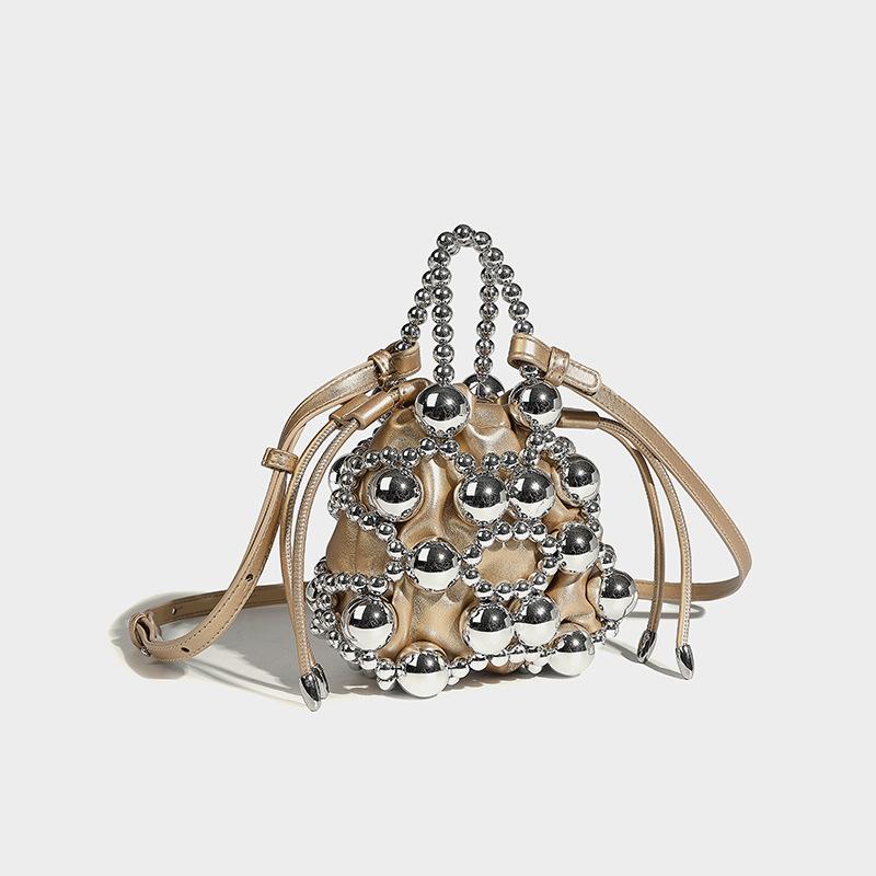 

2024 Fashion Versatile Exquisite Hollow Beaded Woven Bag Beaded Bag High-End Handheld Crossbody Bag золотий