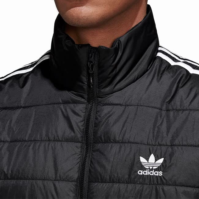 Adidas XL Black Quilted Jacket with Stand Collar and Three Stripes Men's (HL9212)
