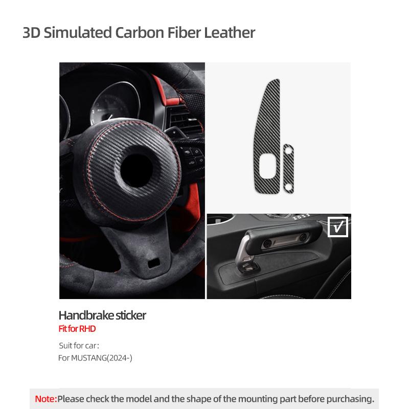 For Ford Mustang GT 2025- Made of Alcantara/Carbon Fiber Leather Handbrake Panel Trim Sticker Car Interior Tuning Accessories