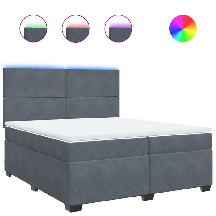 VidaXL Slatted Bed Base and Mattress Dark Grey 200x200cm Velvet, Bed, Platform Bed, Panel Bed, Furniture of 3293297
