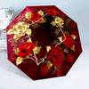 Golden Rose Wreath Design 8-Frame for Travel, Camping, Casual Lightweight Portable Umbrella, Essential for Every Family Holidays Birthday Gift