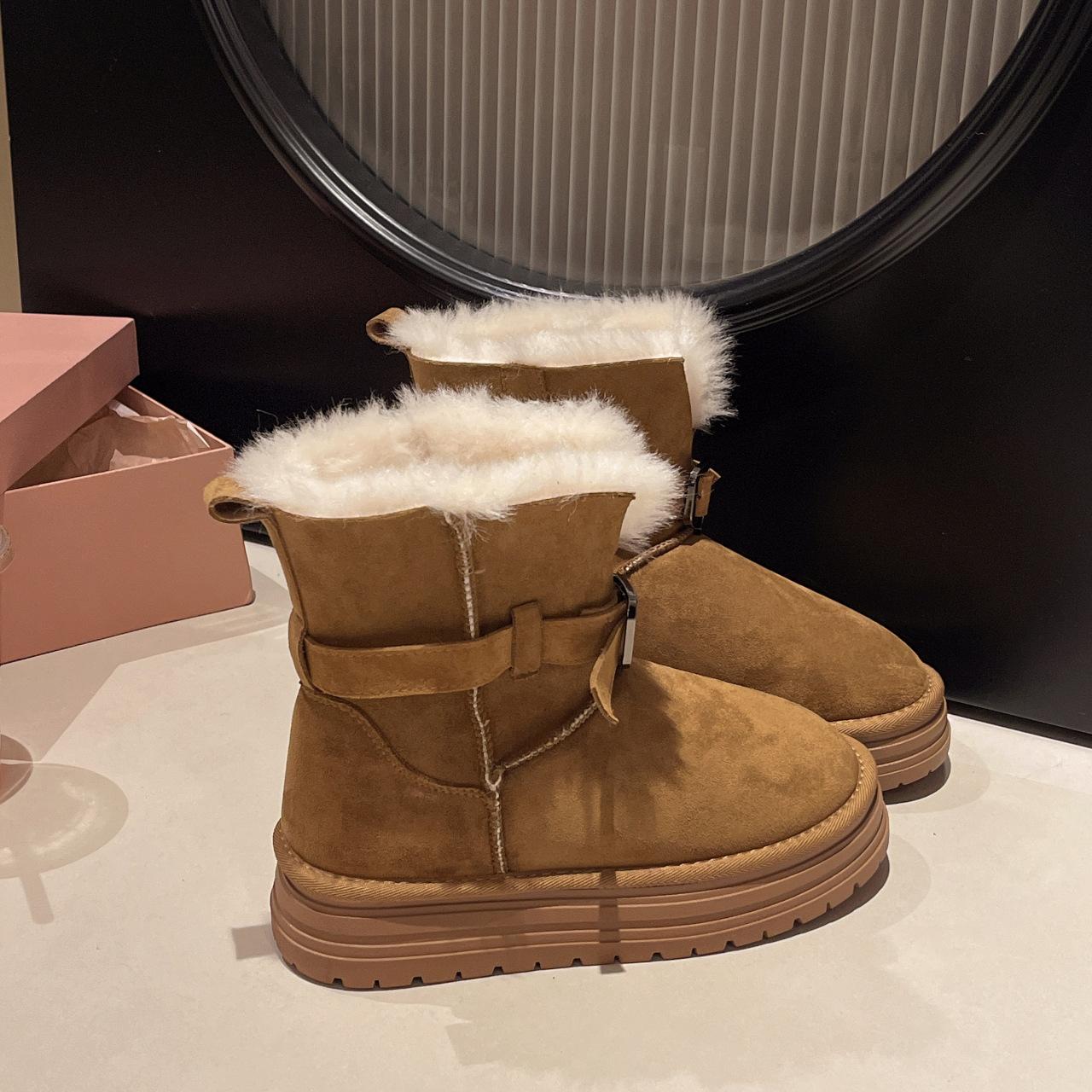 

Women s Large Size Soft Sole Heightening Winter Warm Fur One Snow Boots Padded Lined Ankle Boots Anti-slip Hiking Casual Sports Cotton Boots 35 верблюд