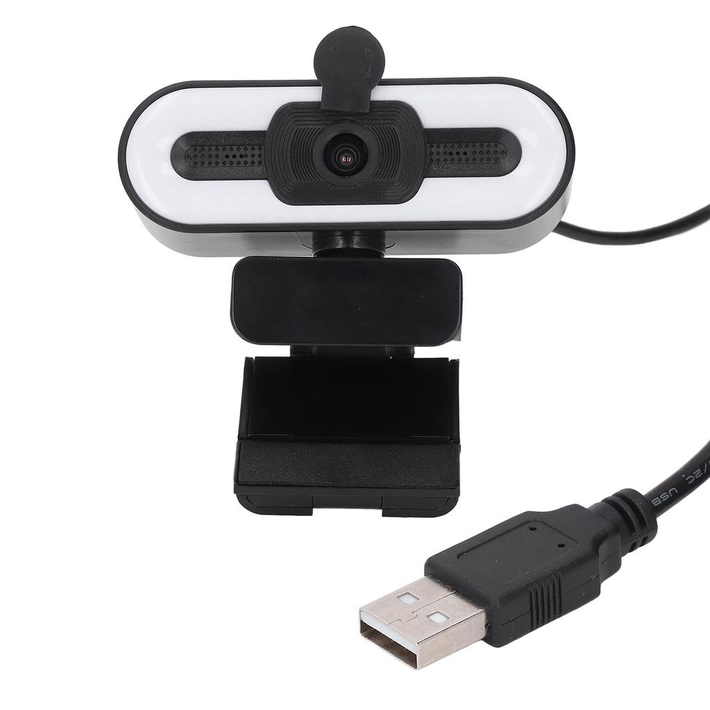 1080P HD Webcam with Adjustable Ring Light and Microphone Wide Angle Camera USB 2.0 Plug and Play Computer Web Camera