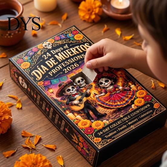 Family Keepsake Gift for Holiday Day of The Dead Advent Calendar, 24-Day Countdown Miniature Village Birthday Boys Girls Set, Collectible Figures